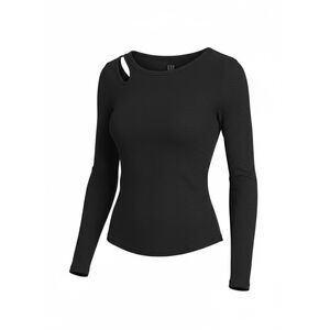 Gap‎ NWOT Ribbed Cutout Stretch Long Sleeve T-Shirt Charcoal Gray Size Medium